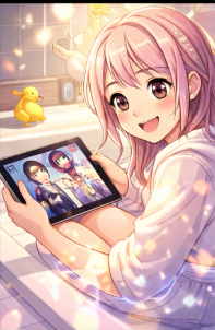 ベッドでくつろぎながらタブレットで電子書籍レンタを楽しむ女性のイメージ画像